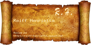 Reiff Henrietta névjegykártya